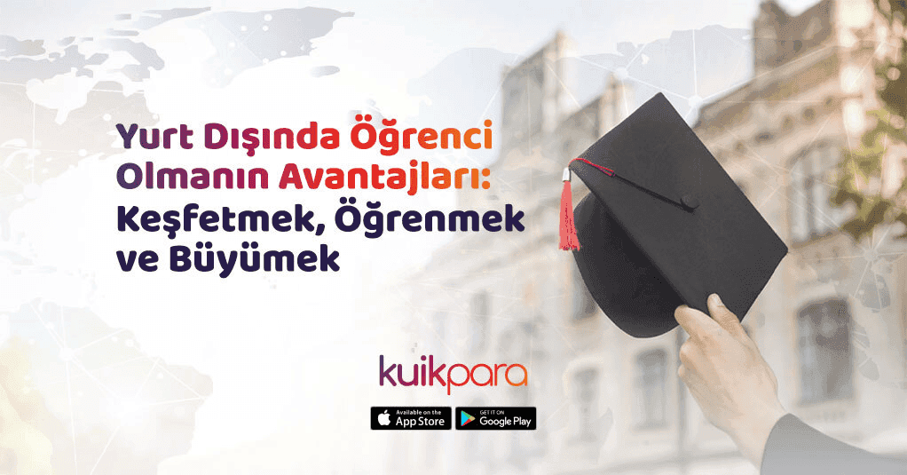 Yurt dışında öğrenci olmanın akademik, kültürel ve kişisel gelişime katkılarını anlatan bilgilendirici görsel.